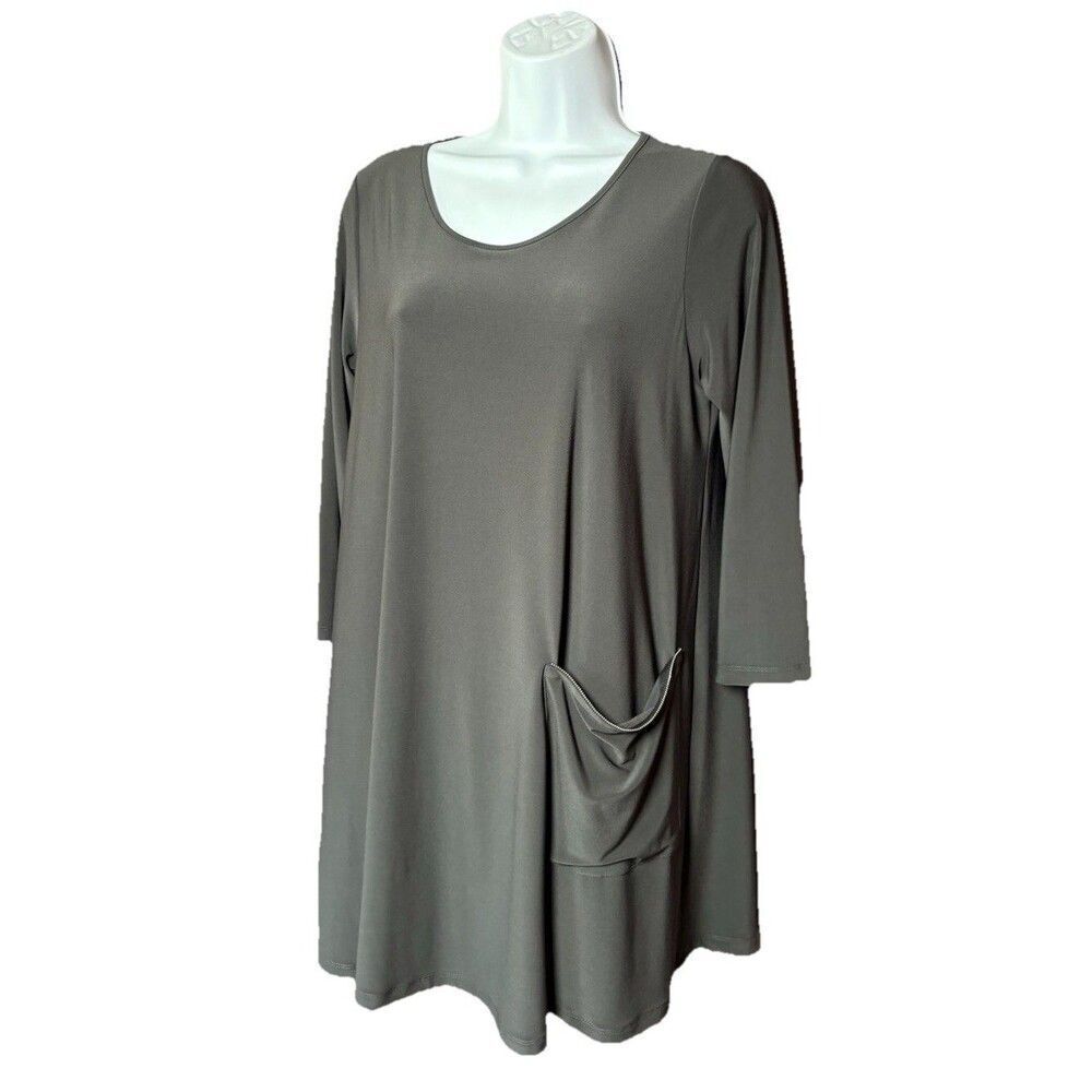 Sun Kim Pullover Tunic Top Women’s Size Small Gray Minimalist Lagenlook